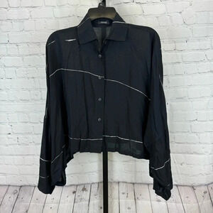 Animale Oversized Black and White Button Down Shirt Size 2